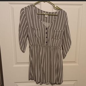 Mimi Chica black and white striped shirt dress,  size large